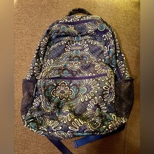 Vera Bradley Blue and White Paisley Quilted Backpack